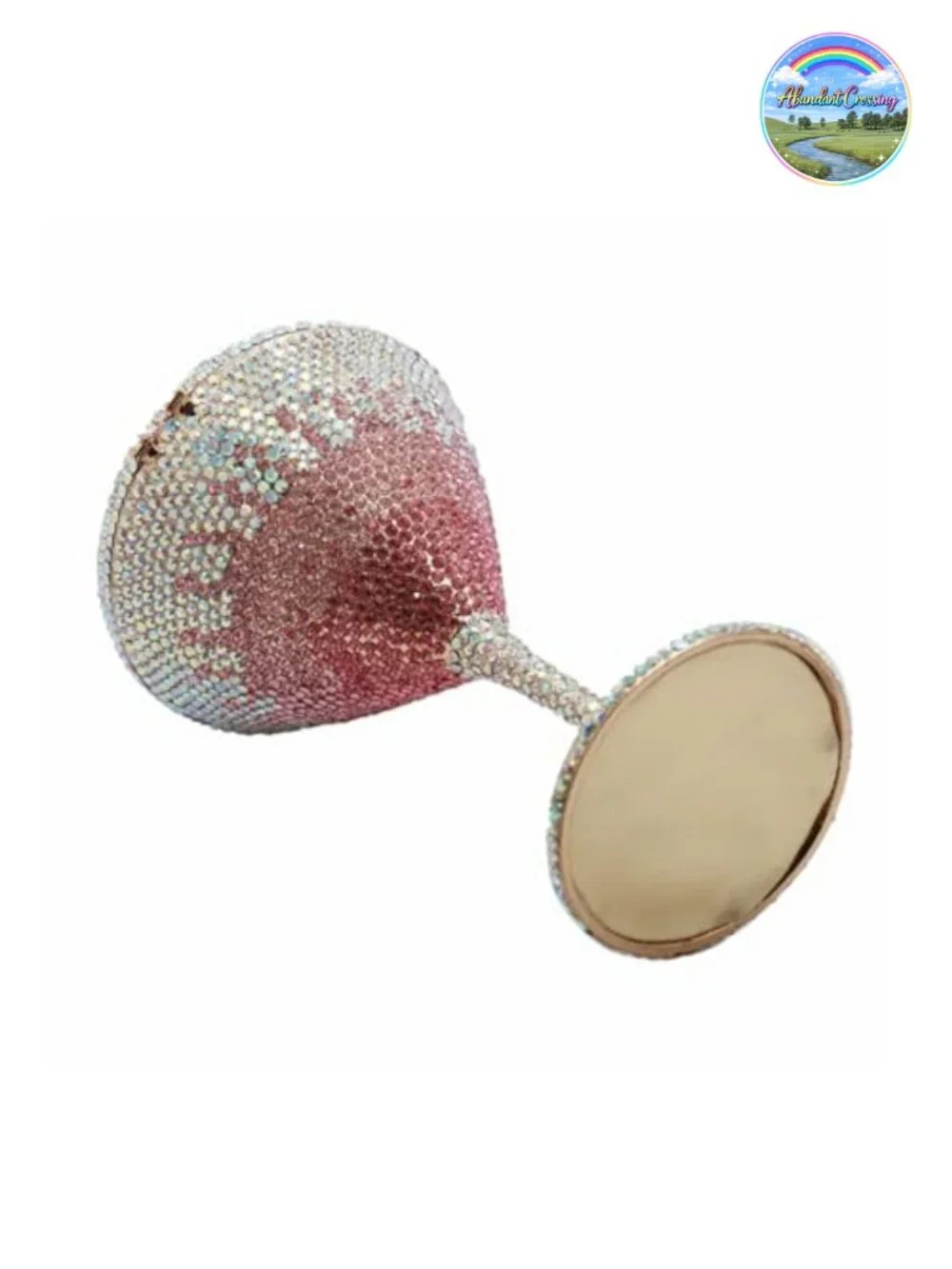 Rhinestone Cocktail Glass Clutch with Detachable Chain Evening Bag